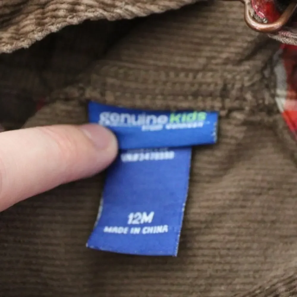 Vintage OshKosh Brown Corduroy Cargo Style‎ Overalls 12 Month